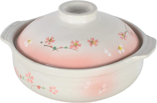 Pearl Life Earthenware Pot Cherry Blossoms No. 10 For 5-6 People