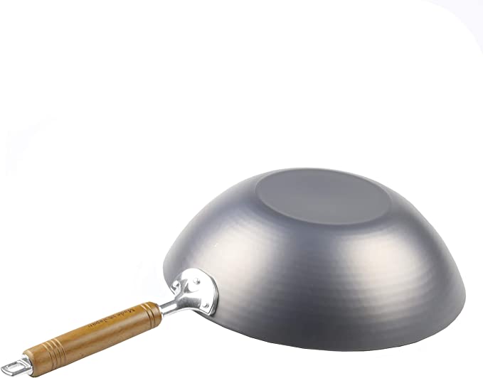 Pearl Metal Iron Wok with Wooden Handle 30 cm